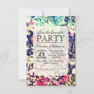 Convite Padrão de Colagem Floral Elegante Multicolor