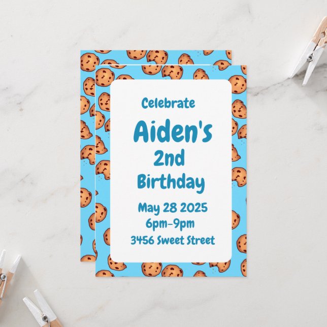 Convite Padrão de Cookies Chip de Chocolate (Frente/Verso In Situ)