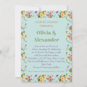 Convite Padrão de design de flores amarelas em aquarela &