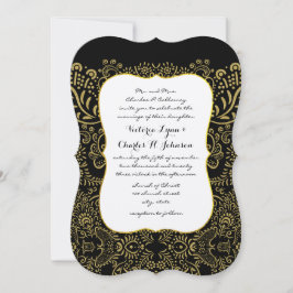 Convite Padrão de Design de Negra Dourada Elegante