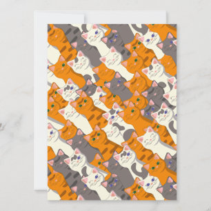 Convite Padrão de diagonal do gato preto branco do Ginger