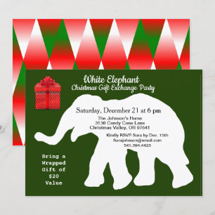 Convite Padrão de Diamante de Natal de Elefante Branco Pa