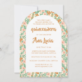 Convite Padrão de Flor de Arca Floral CUSTOMPhoto Quinceañ