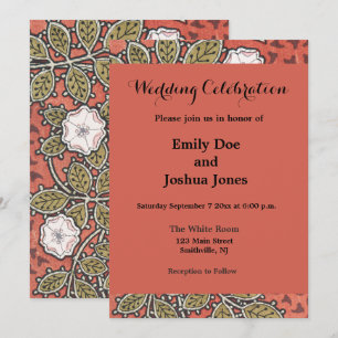 Convite Padrão de Flor de Ilustração de Rosa Selvagem