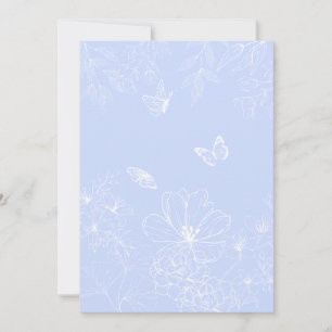 Convite Padrão de Flores Azuis Claro, Floral, Minimalista