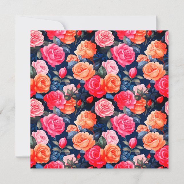 Convite Padrão de Flores em Flor de Rosas-80037  (Frente)
