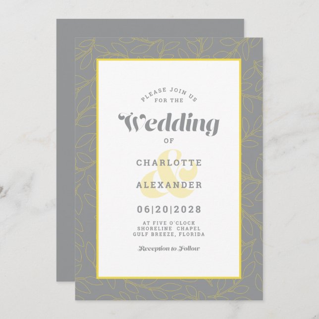 Convite Padrão de Folga de Abstrato moderno | Cinzas e ama (Frente/Verso)