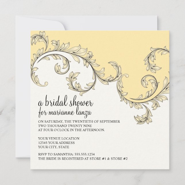 Convite Padrão de Folha de Folha de Flor Moderno (Frente)