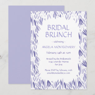 Convite Padrão de Folha de Lavanda Bridal Brunch