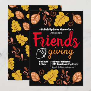 Convite Padrão de Folha do Friendsgiving Devorado