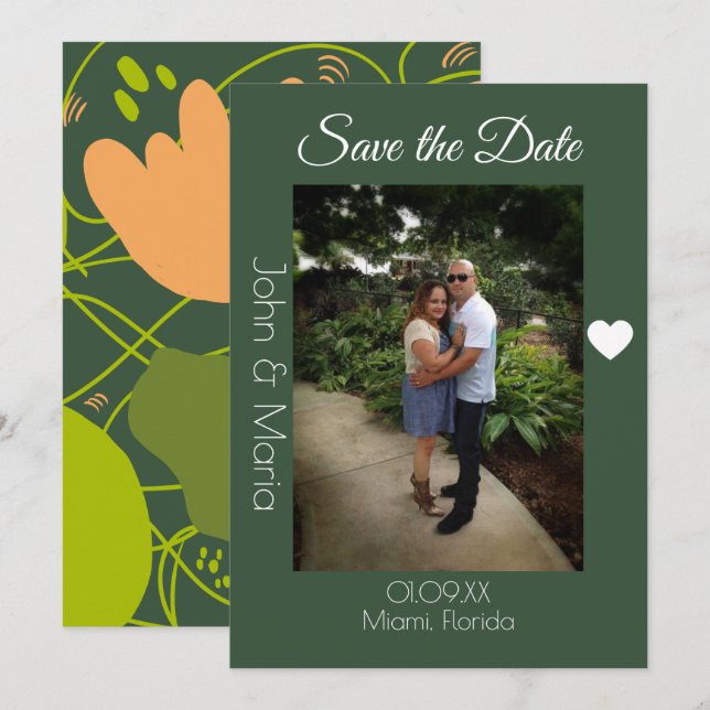 Convite Padrão de Formas de abstrato Cactus Salve a Data (Frente/Verso)