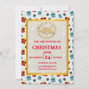 Convite Padrão de fundo de presente de Natal e Ano Novo
