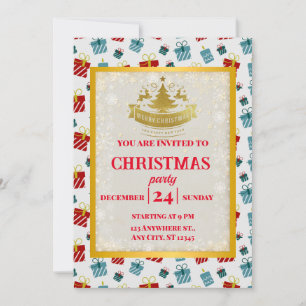 Convite Padrão de fundo de presente de Natal e Ano Novo