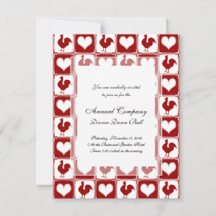 Convite Padrão de Galinhas e Corações