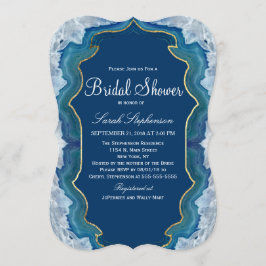 Convite Padrão de Geodo Azul Bonito Agate Elegante