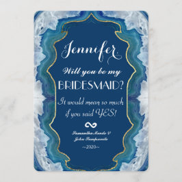 Convite Padrão de Geodo Azul Bonito Agate Elegante