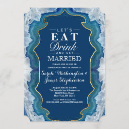 Convite Padrão de Geodo Azul Bonito Agate Elegante