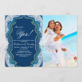 Convite Padrão de Geodo Azul Elegante Bonito