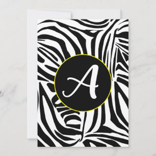 Convite Padrão de impressão de zebra preto e branco em neg