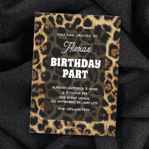 Convite Padrão de leopardo de aniversário