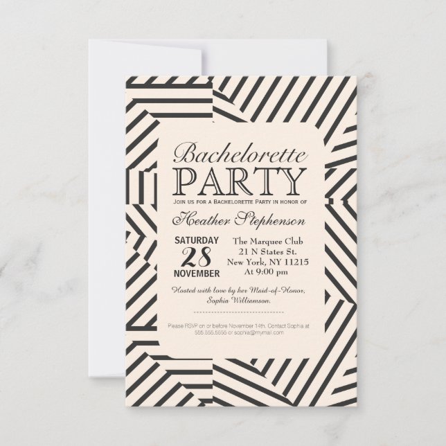 Convite Padrão de Listras Geométricas Lineares Mínimas (Frente)