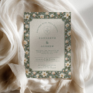 Convite Padrão de Magnólia Salvia Casamento