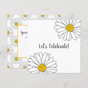 Convite Padrão de margarida branca e margarida branca