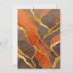 Convite Padrão de Mármore Laranja com Ouro