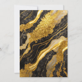 Convite Padrão de Mármore Preto com Ouro