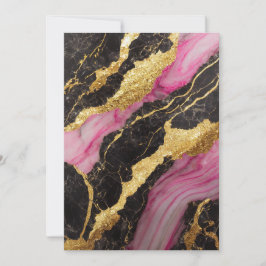 Convite Padrão de Mármore Preto Rosa com Ouro