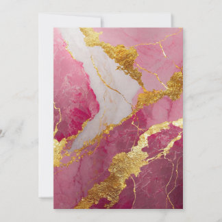 Convite Padrão de Mármore Rosa com Ouro