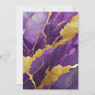 Convite Padrão de Mármore Roxo com Ouro