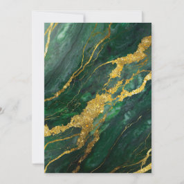 Convite Padrão de Mármore Verde com Ouro