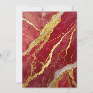 Convite Padrão de Mármore Vermelho com Ouro
