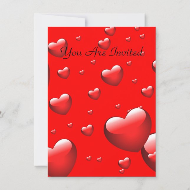 Convite Padrão de muitos coração flutuante. (Frente)