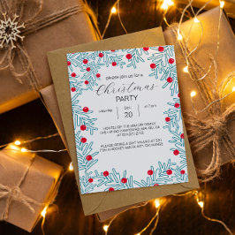 Convite Padrão de Natal de Galho de Pinheiro Moderno e Fru