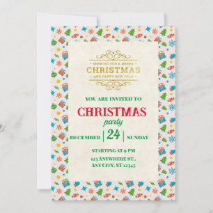 Convite Padrão de Natal Personalizado Elegante