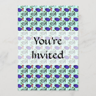 Convite Padrão de Peixe. Peixe Azul Fantasma.