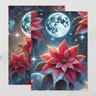 Convite Padrão de Poinsettia Moonlit Imprimível do Scrapbo