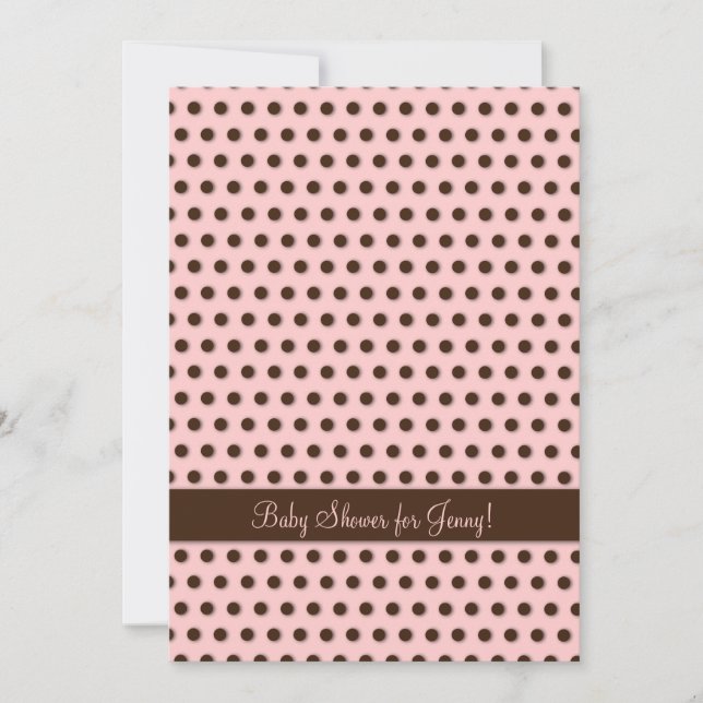Convite Padrão de Polkadot Castanho de Chocolate (Frente)