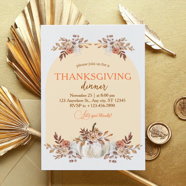 Convite Padrão de Recolha de outono de Colheita de Cozy (Rustic Autumn Bliss Thanksgiving Dinner Invitation)