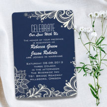 padrão de renda branca moderna casamento azul nava