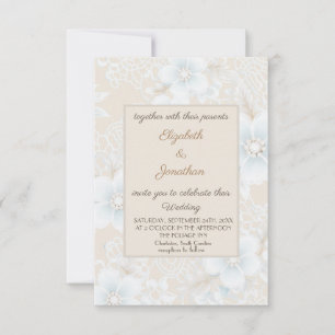Convite Padrão de Renda Elegante Estilo Francês Casamento