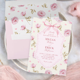 Convite Padrão de rosas cor-de-rosa arco de casamento