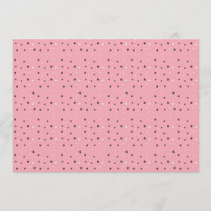 Convite Padrão de Rostos de Gato Mínimos em Rosa – Pastel