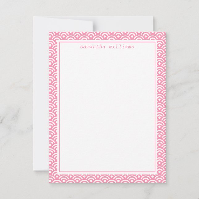 Convite Padrão de Seigaiha Japonês Rosa (Frente)