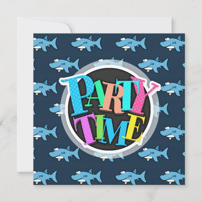 Convite Padrão de Tubarão Azul (Frente)