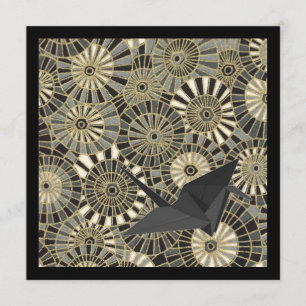 Convite padrão de ventoinhas japonesas de ouro de guindas