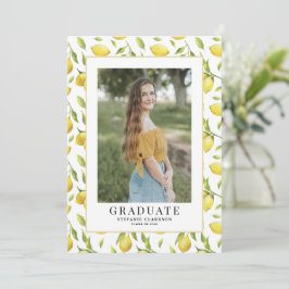 Convite Padrão de Verde Limão Aquarela Foto Graduação