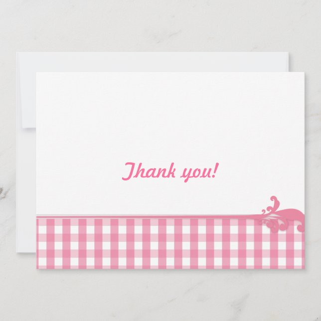 Convite Padrão de Verificação de Gingham Rosa (Frente)